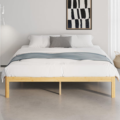 QFtime Bamboo Wood King Size Bed Frame with Metal Slats Support, Platform King Bed Frame, Easy to Install, Noise Free, Sturdy, 35.5 cm High