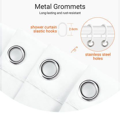Lerores Shower Curtain, 180 x 180 cm, Pure White, Weighted Hem, Anti-Mould Textile, Water-Repellent
