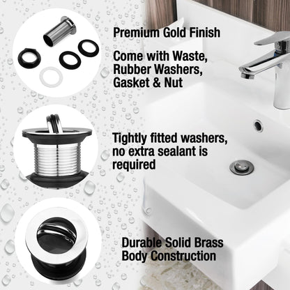Xcel Home G 1 1/4 Unslotted Chrome Flip Top Basin Waste – Brass Sink Plug with Swivel Mechanism, Durable Bathroom Basin Drain Stopper
