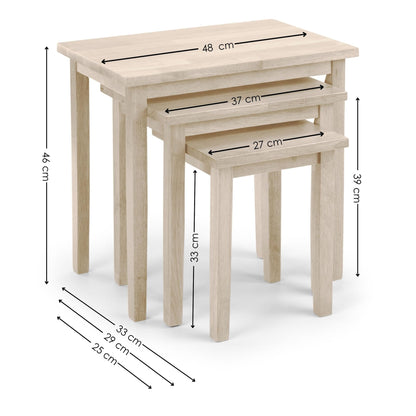 Julian Bowen Cleo Nest of Tables, Set of 3, White Wash - H46 x W48 x D33cm