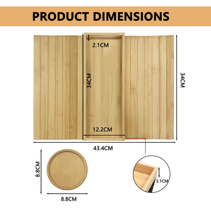 Solid Wood Armrest Tray, Space-Saving Table for Snacks & Drinks, Non-Slip Grooves, Includes 1 Wooden Coaster, Sofa Armrest Organizer