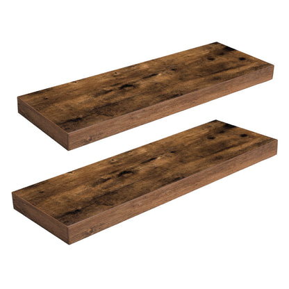 HOOBRO Floating Shelves, Wall Shelves Set of 2, Wall Mounted Shelves, 60cm, Wall Display Racks, Decorative Hanging Shelf, Wooden Shelves, for