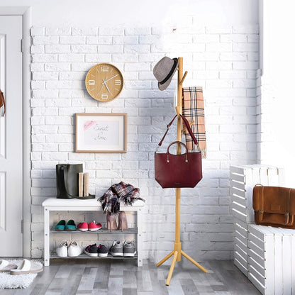 Verahaus High-Grade Wooden Tree Coat Rack Stand, 6 Hooks, Super Easy Assembly NO Tools Required