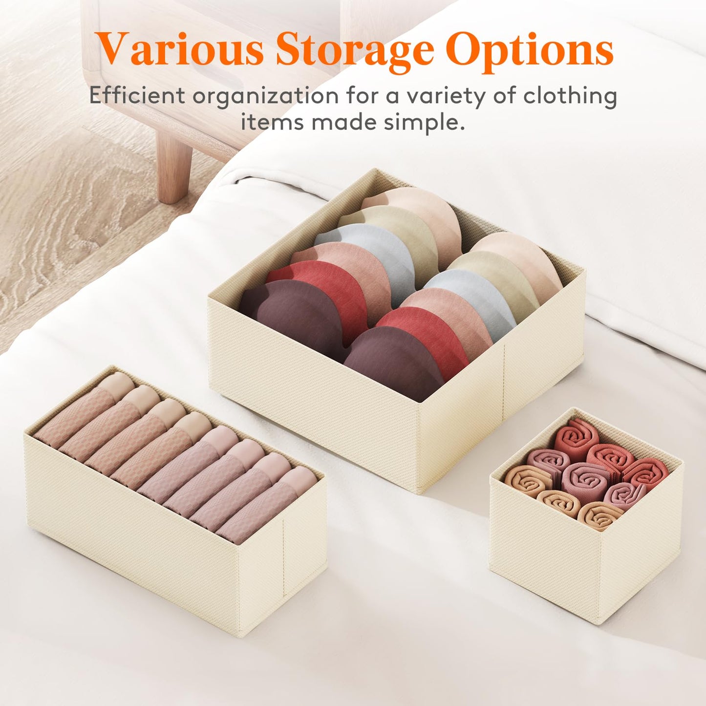 Lifewit 16 Pack Drawer Organiser, Dividers for Closet, Khaki
