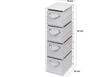 Arpan White 4 Drawer Storage Cabinet Unit Ideal for Home/Office/Bedrooms (4-Drawer Unit -18x25xH65cm)