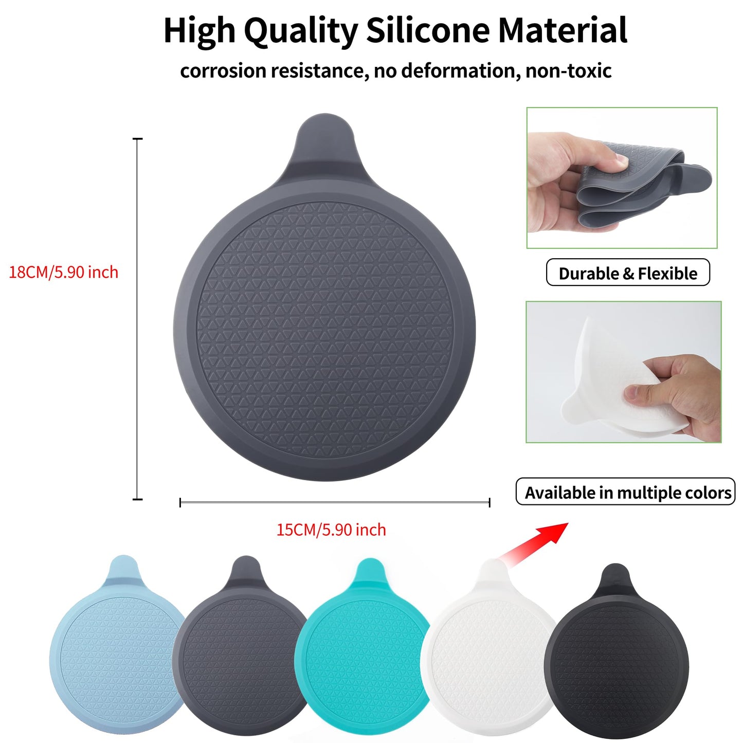 Tomario Silicone Bathtub Stopper, 6" Extra Large Sink Plug, Universal Shower Drain Tub Stopper for Kitchen Sink Bathroom