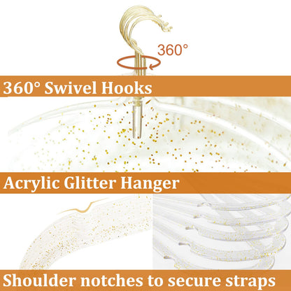 Clear Clothes Hangers 16", 20 Pack Plastic Coat Hanger for Adult Closet, Durable Bling Ganchos de Ropa with Swivel Hook