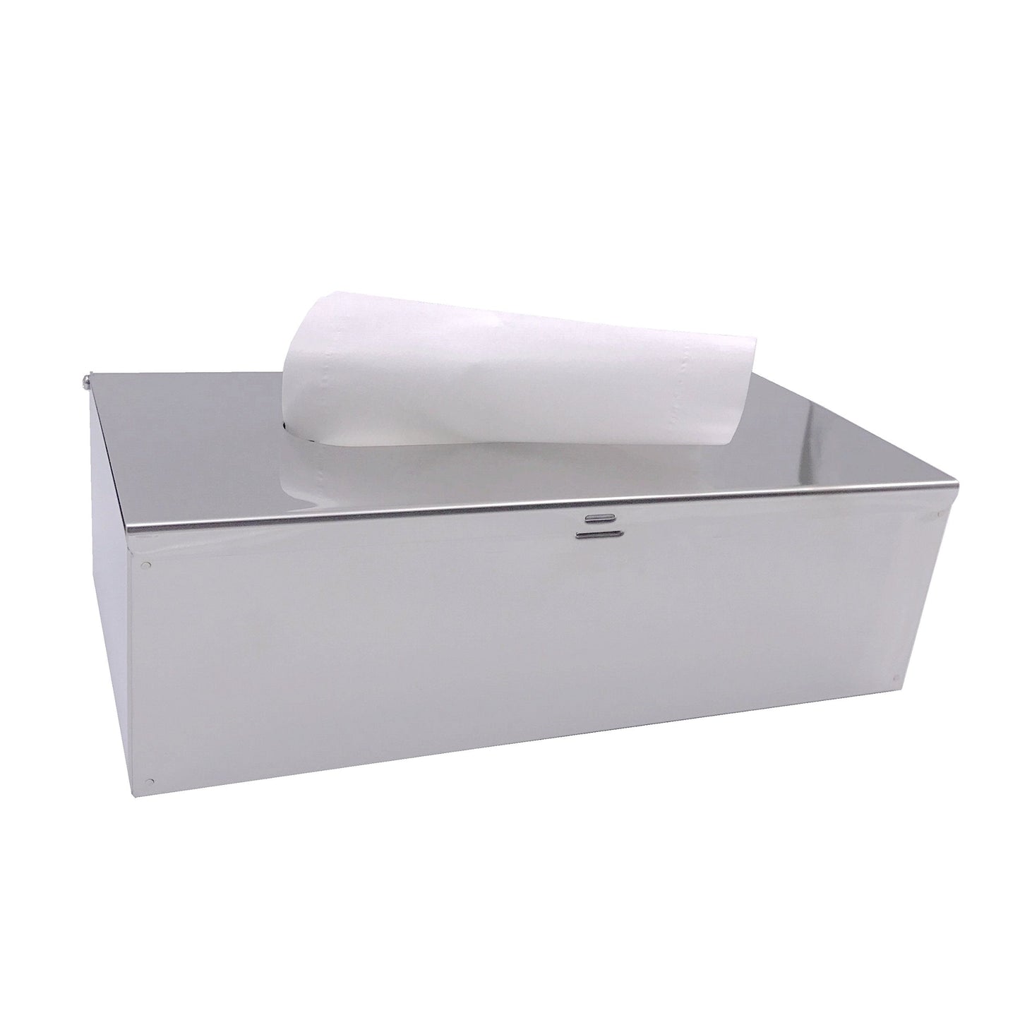M2cbridge Metal Facial Tissue Box Cover Holder Lay On or Wall Mounted, Polished 18/8 Stainless Steel (Rectangle)