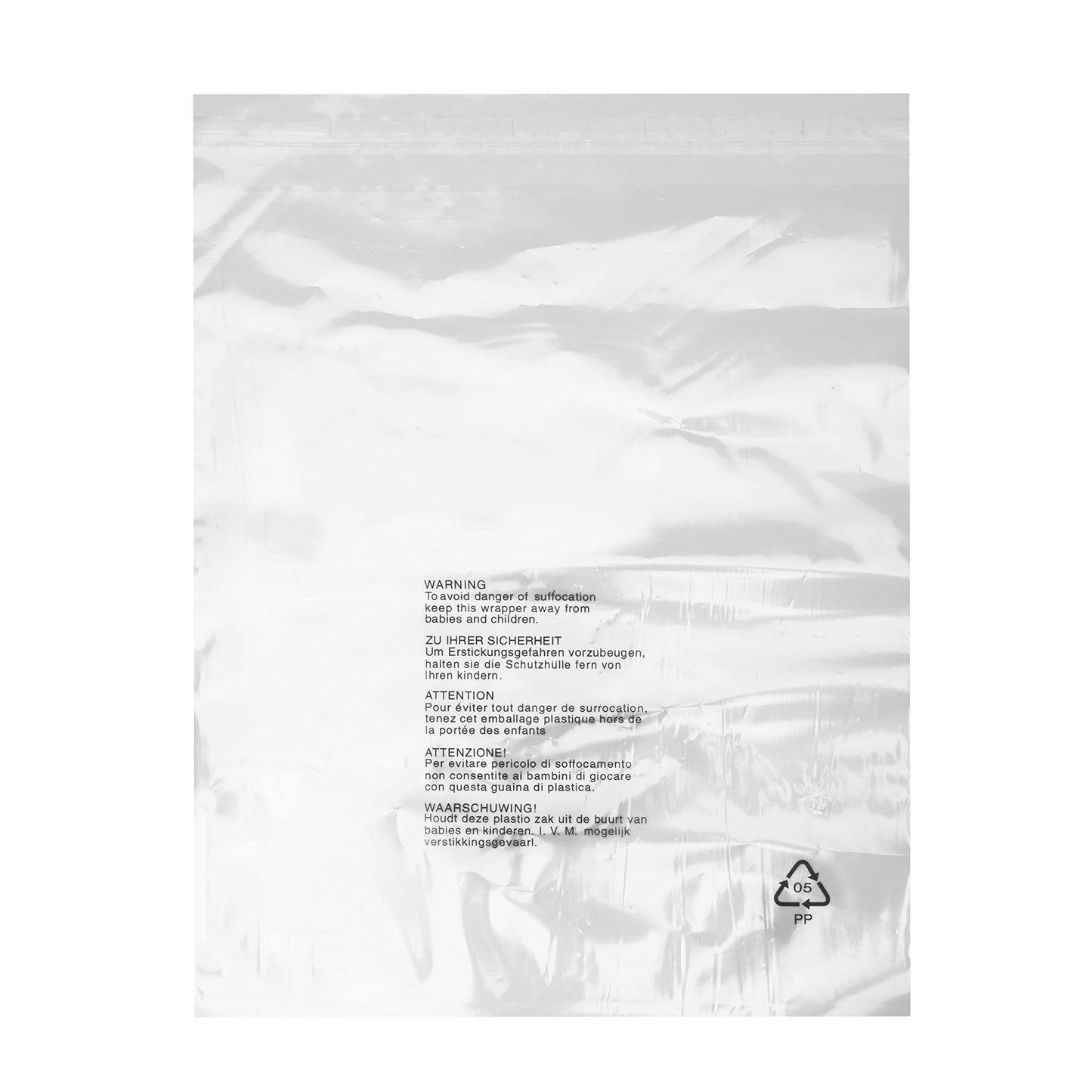 Realm Clear Transparent Plastic Self Seal Garment Clothing Retail Bags With Safety Warning Various Sizes Various Pack Sizes (8" x 10" Pack of 100)