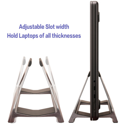 Psitek Vertical Laptop Stand, MacBook Stand Holder with Tool-Free Width Adjustment, Pretty Anodized Aluminum for Desk, Universal Fit for 10-17" Laptop