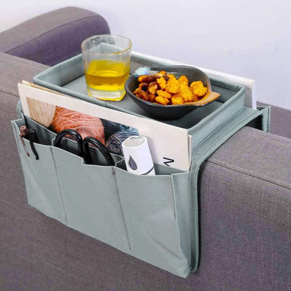 Sofa Armrest Organizer Couch Caddy Armchair Hanging Storage Bag Sofa Space Saver Arm Rest Chair Organiser with Cup Holder Tray for Phone, Books