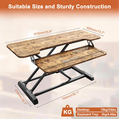 PUTORSEN Standing Desk Converter, 36 inch Height Adjustable Sit Stand Desk Converter
