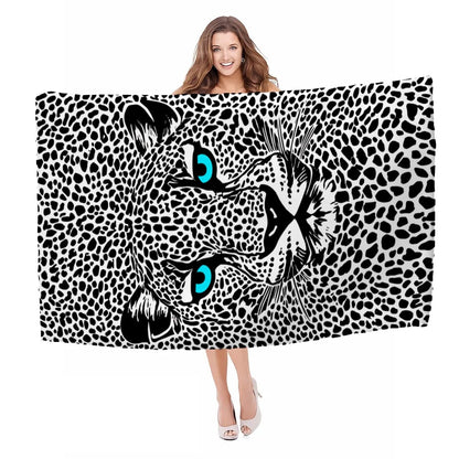 ZABAOBO Microfiber Leopard Beach Towel,Funny Cheetah Lightweight Beach Towels for Women Adults Girls,Funny Bath Towel Gifts for Pool Swim Surf 80X160