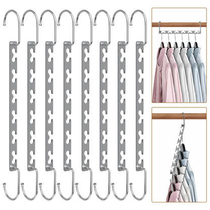 Sindax 8pcs Magical Space Saving Hangers, Stainless Steel Hangers for Clothes, Portable Closet Wardrobe Storage Organiser for Trouser Coat and Suits