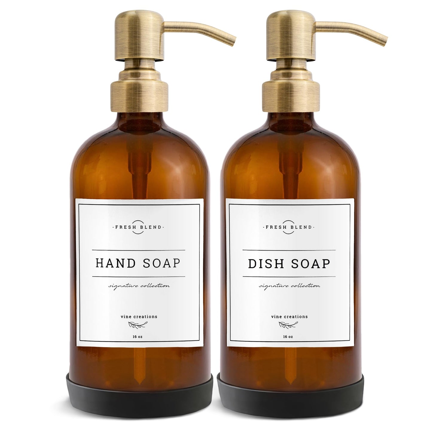 Vine Creations Glass Soap Dispenser, 2 Pack Kitchen Soap Dispenser Set with Stainless Steel Pump