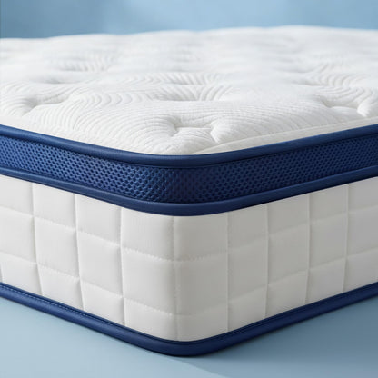 Lavfine Double Mattresses - 4FT6, 10 Inch Memory Foam with Pocket Spring Hybrid, Medium Support, Motion Isolation, Breathable Soft Fabric