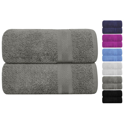 Large Bath Towels Pack of 2 Pieces 100% Ring Spun Egyptian Cotton 600gsm Luxury 70x140cm Towels for Pool, Spa