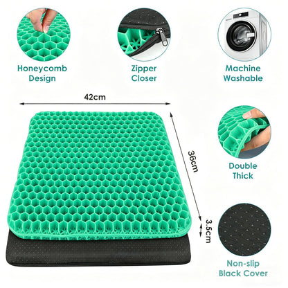 Gel Seat Cushion - Soft Sitter Honeycomb Cushions Double Thick Gel Cushion with Cloth Cover, Cooling & Ergonomic Support Pressure Cushion