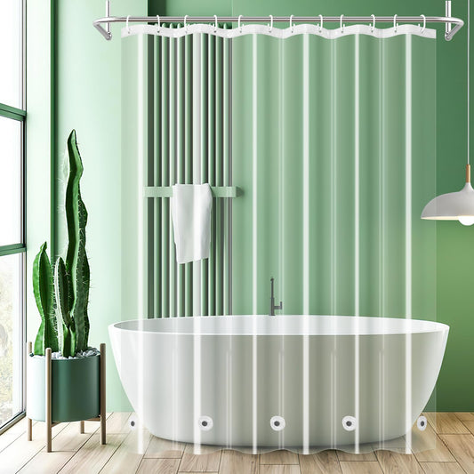 UFRIDAY Clear Shower Curtain Liner 72 x 75 inch, PEVA Bath Curtain for Home and Hotel, Extra Long with 5 Magnets Bottom
