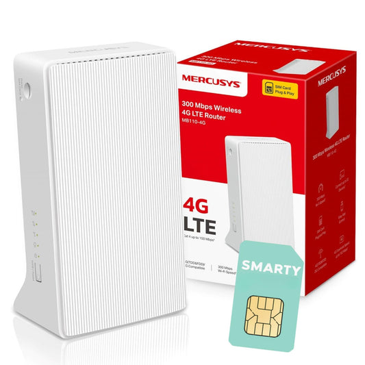 MERCUSYS MB110-4G N300 WiFi 4G Router with Free SIM card, TP-Link 300Mbps Wireless WiFi Router with Sim Slot, Plug & Play, Ethernet Port, Superfast 4G