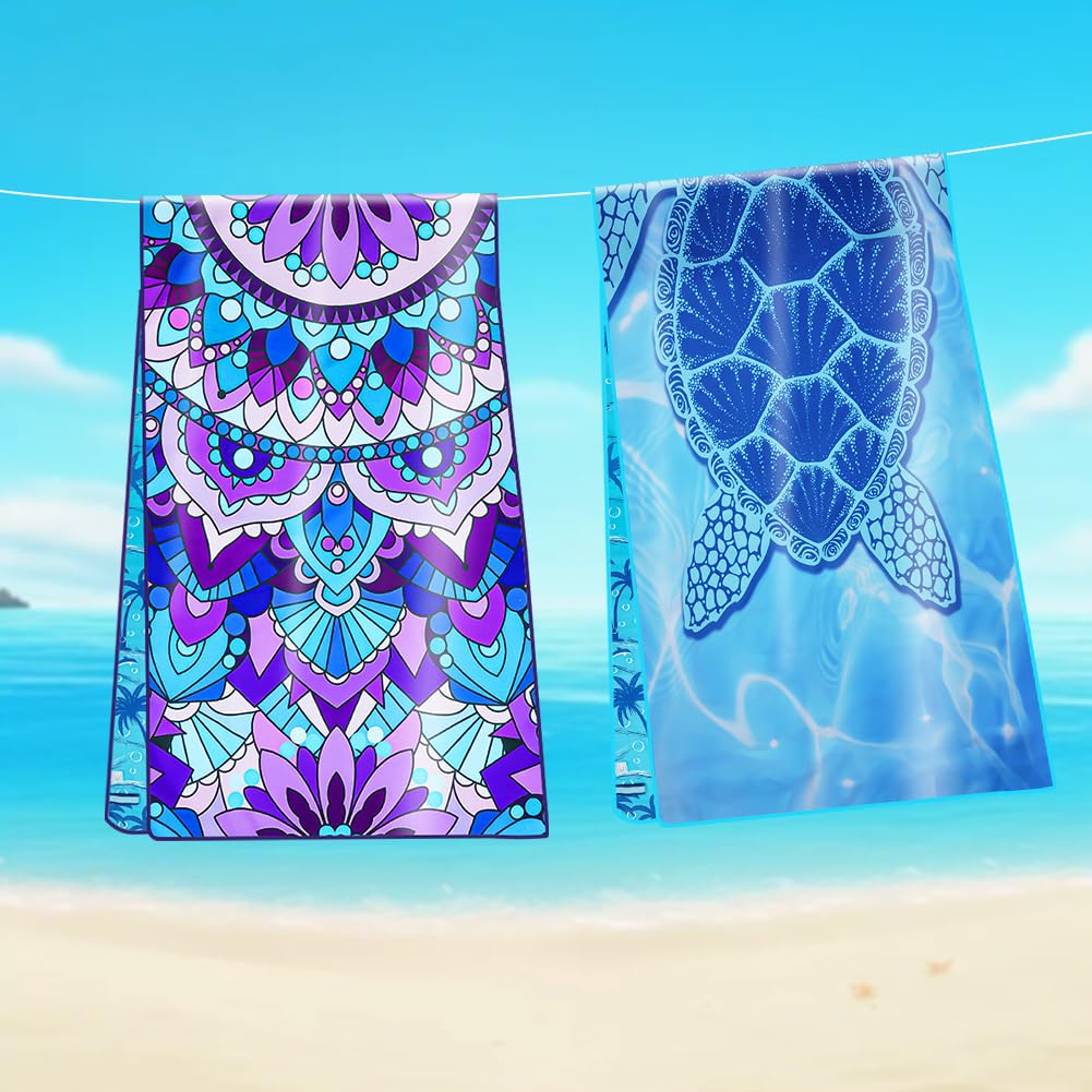 flintronic Microfiber Oversized Lightweight Beach Towel 180x80cm Extra Large Thin Sand Free Towels Travel Swim Pool Camping for Adults Women Men