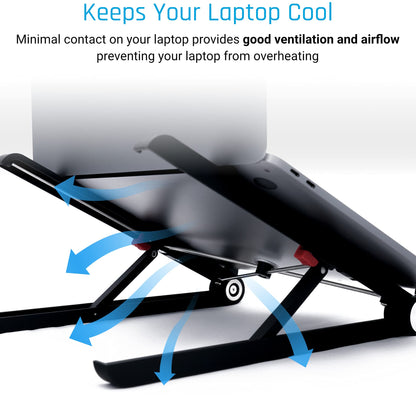 BASE12 Laptop Stand, Portable Foldable Notebook Stand for Desk, Ergonomic Angle Adjustable Laptop Riser Compatible with PC, MacBook, Tablet 11-17”