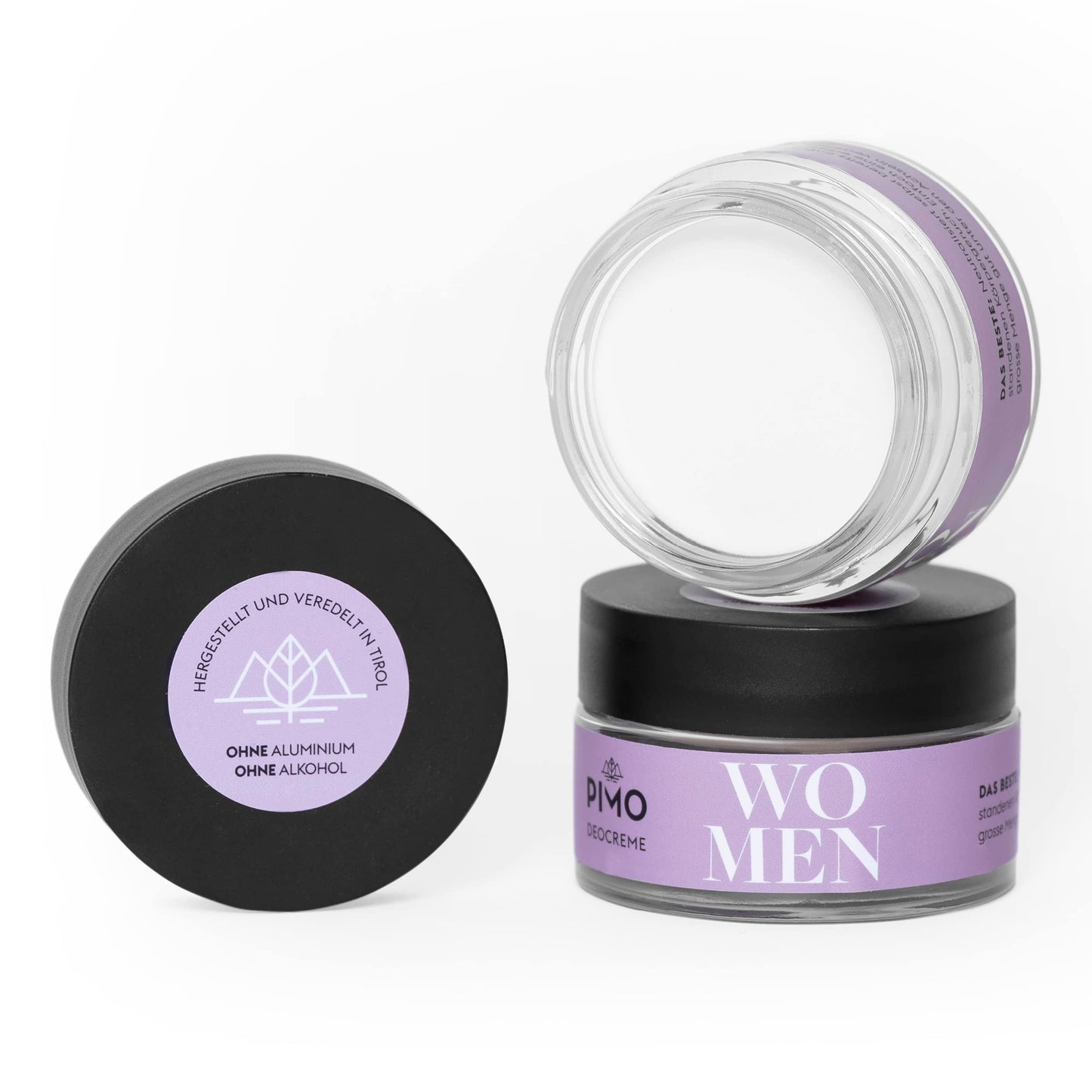 PIMO Deodorant Cream - without aluminum - without alcohol - 100% protection - cocoa butter - almond oil - shea butter - vegan - 50 ml - glass jar -