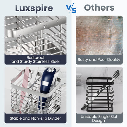 Luxspire Toothbrush Holders for Bathroom, Stainless Steel, 2 Slots, Silver