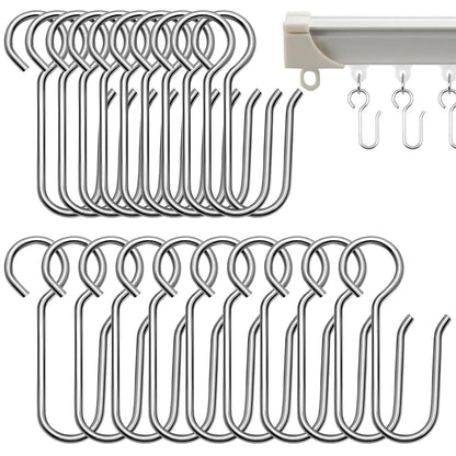 Uskerb Metal Curtain Hooks (20Pcs) - Versatile Track Hooks for Windows, Doors & Showers