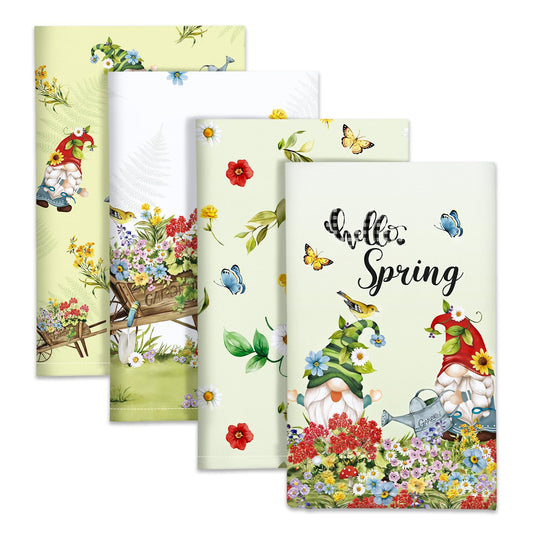 Arquiel Gnomes Kitchen Towel 100% Cotton Quick Dry Dish Towels 50 x 70CM, Dishcloth Hand Towels for Housewarming Gifts Dining, Home, Wedding, Banquet,