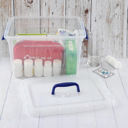 Vcansay 12 L Plastic Clear Storage Box, Lidded Storage Box, 6 Packs