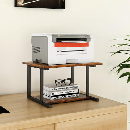Livofloral Under Desk Printer Stand with Storage Shelf, 2-Tier Industrial Mobile Printer Table for Home and Office