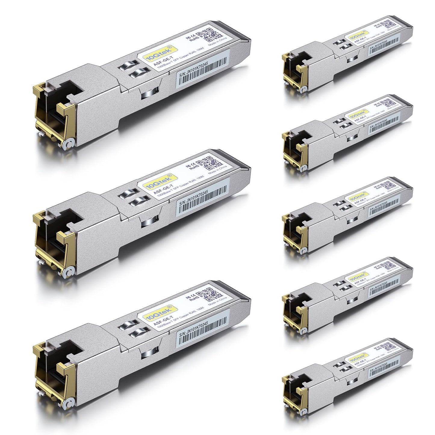 [8 Pack] 1G SFP to RJ45 Mini-Gbic Module 100m, 1000Base-T Copper Transceiver Compatible for Cisco GLC-T/SFP-GE-T, Meraki, Ubiquiti UniFi UF-RJ45-1G,