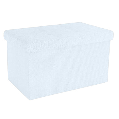 INTIRILIFE Foldable Stool 49x30x30 cm in SNOW WHITE - Seat cube with storage space and cover made of fabric with hollows - Storage box chest stool