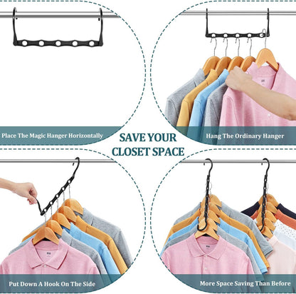 Eupako 20 Pack Space Saving Hangers, Black Closet Organizers and Storage