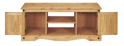 Mews Corona TV Stand Flat Screen Entertainment Unit Solid Pine 2 Door Television Cabinet Mexican Waxed