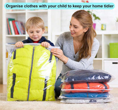 QISF 60 x 70 cm Reusable Ziplock Bags for Clothes - 20 Pcs Store & Protect Zip Seal Clothes Storage Bags，Large Clear Seal Bag Waterproof Luggage