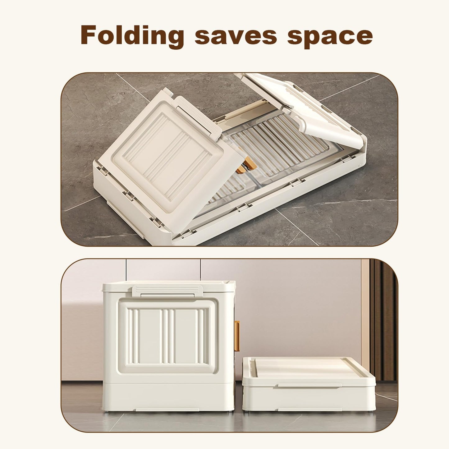 4-Layers Storage Boxes with Lid, Stackable Bins with Magnetic Double Door, Foldable Plastic Storage Organizer with 360° Wheels for Bedroom Living