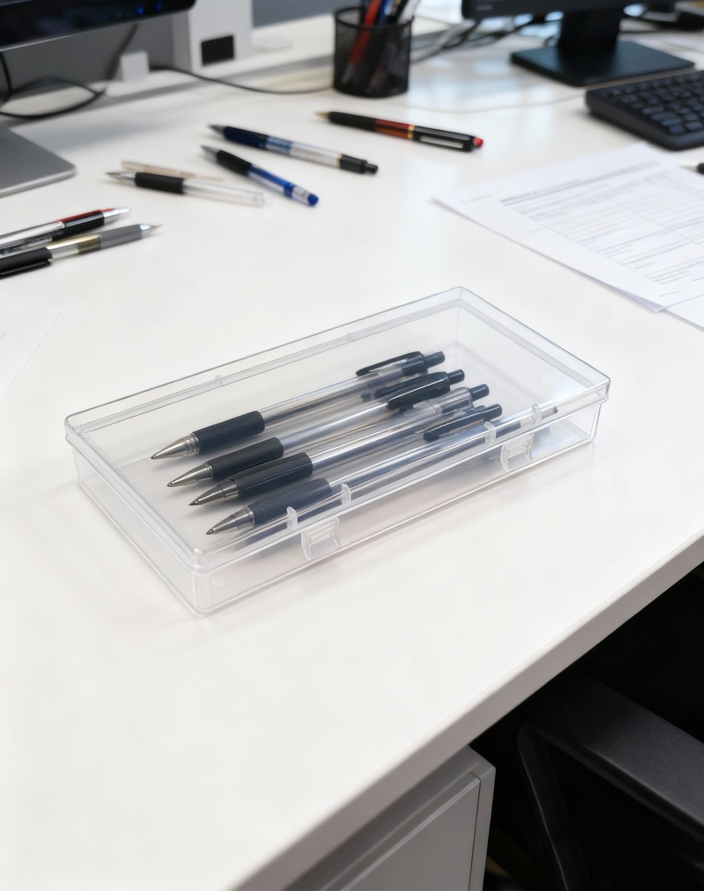 LJY 12 Pack Plastic Storage Boxes with Lids 15.5 x 8.5 x 3 cm, Clear