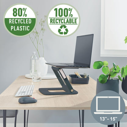 Leitz Height Adjustable Multi-Angle Laptop Stand, 80% Recycled Plastic, Six Pre-Set Height & Angle Combinations, Compact Footprint, 100% Recyclable