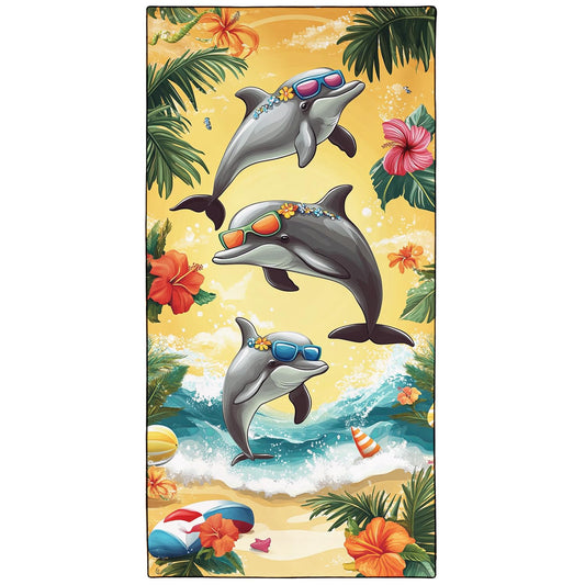 YISUMEI Vacation Dolphins Beach Towels for Adults Extra Large 180 x 90 cm, Microfibre Lightweight Quick Dry Towel for Swimming Pool Cruise Travel