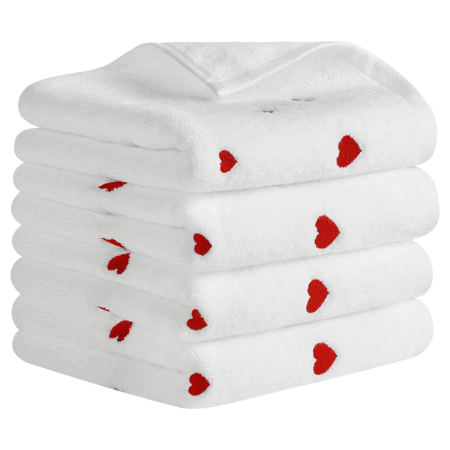 HMETOL Valentine's Day Cotton Letter Heart Love Pattern Hand Towels