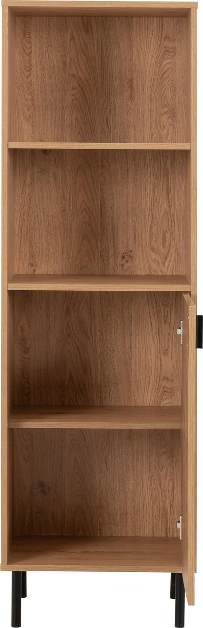 Seconique Leon 1 Door 2 Shelf Cabinet in Medium Oak Effect