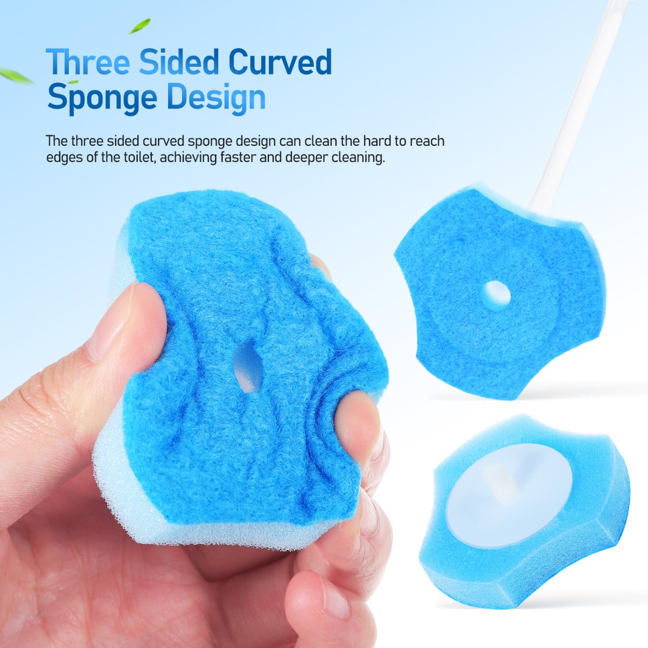 TOPBATHY 30 Pack Disposable Toilet Brush Refills Sponge Brush Head Replacement for Toilet Cleaner Flat Bottom Cleaning Pads Easy Attach Refills for