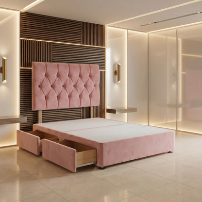 Bed Centre Ziggy Plush Small Single Divan Base 30" Headboard, Pink, 0 Draw