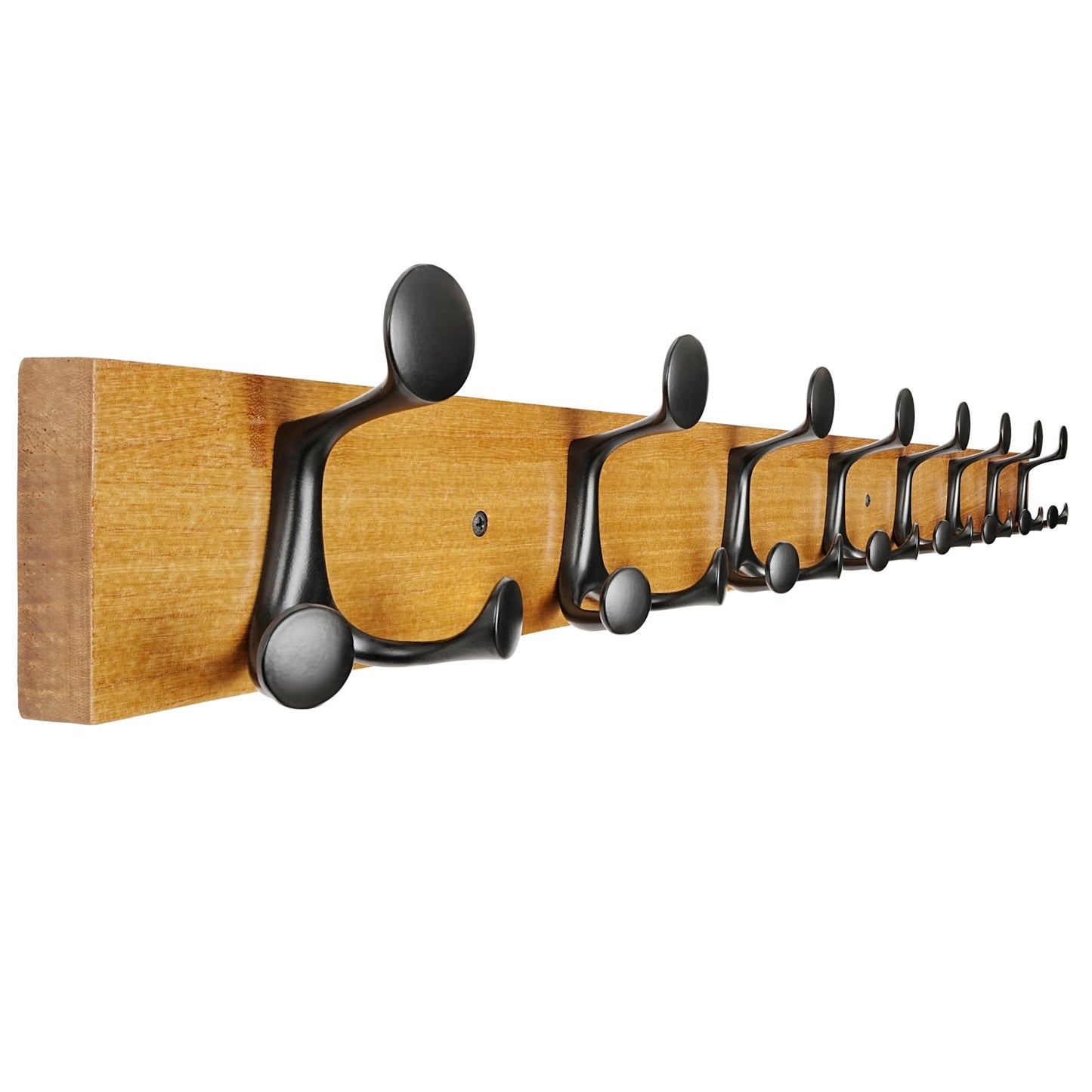 SKOLOO 109 cm Light Brown Wood Coat Rack Wall Mount with 8 Triple Hooks - Ideal for Family Entrances, Classrooms, and Pet Supplies Storage