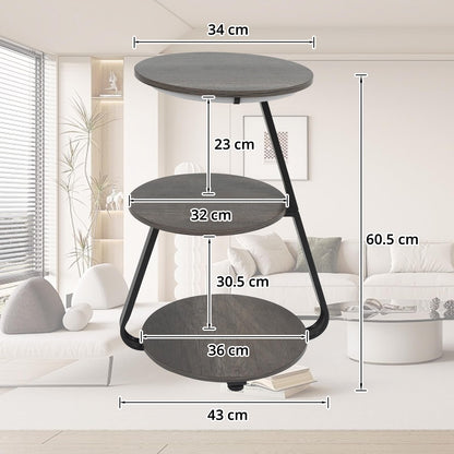 ARTETHYS Side Table, Small Round Coffee Table, Grey