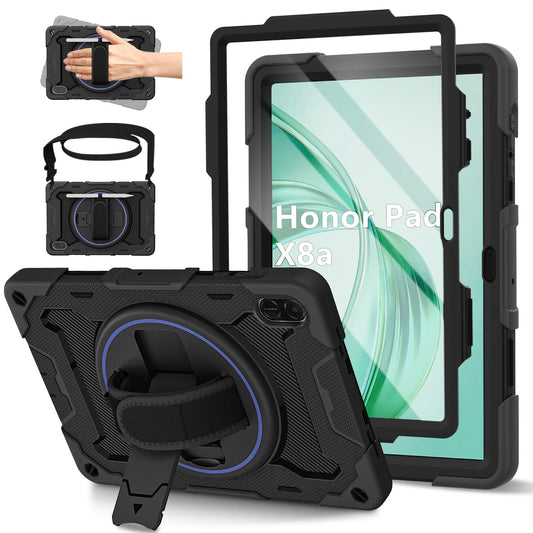 ROSROME for Honor Pad X8a Case 11 inch 2024 with HD Screen Protector, Shockproof Heavy Duty Cover with 360?Rotating Stand/Shoulder Strap/Hand