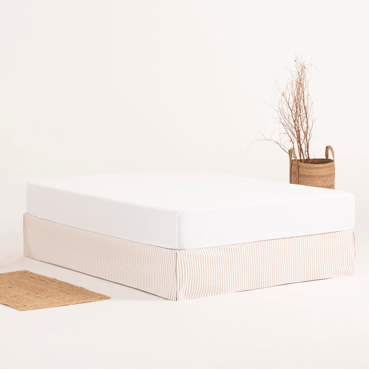 Bed Cover 105 x 190/200 cm Bed Base Cover 105 cm – Beige Stripes