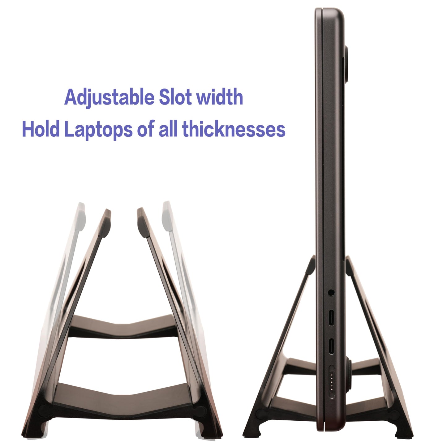 Psitek Vertical Laptop Stand, MacBook Stand Holder with Tool-Free Width Adjustment, Pretty Anodized Aluminum for Desk, Universal Fit for 10-17" Laptop